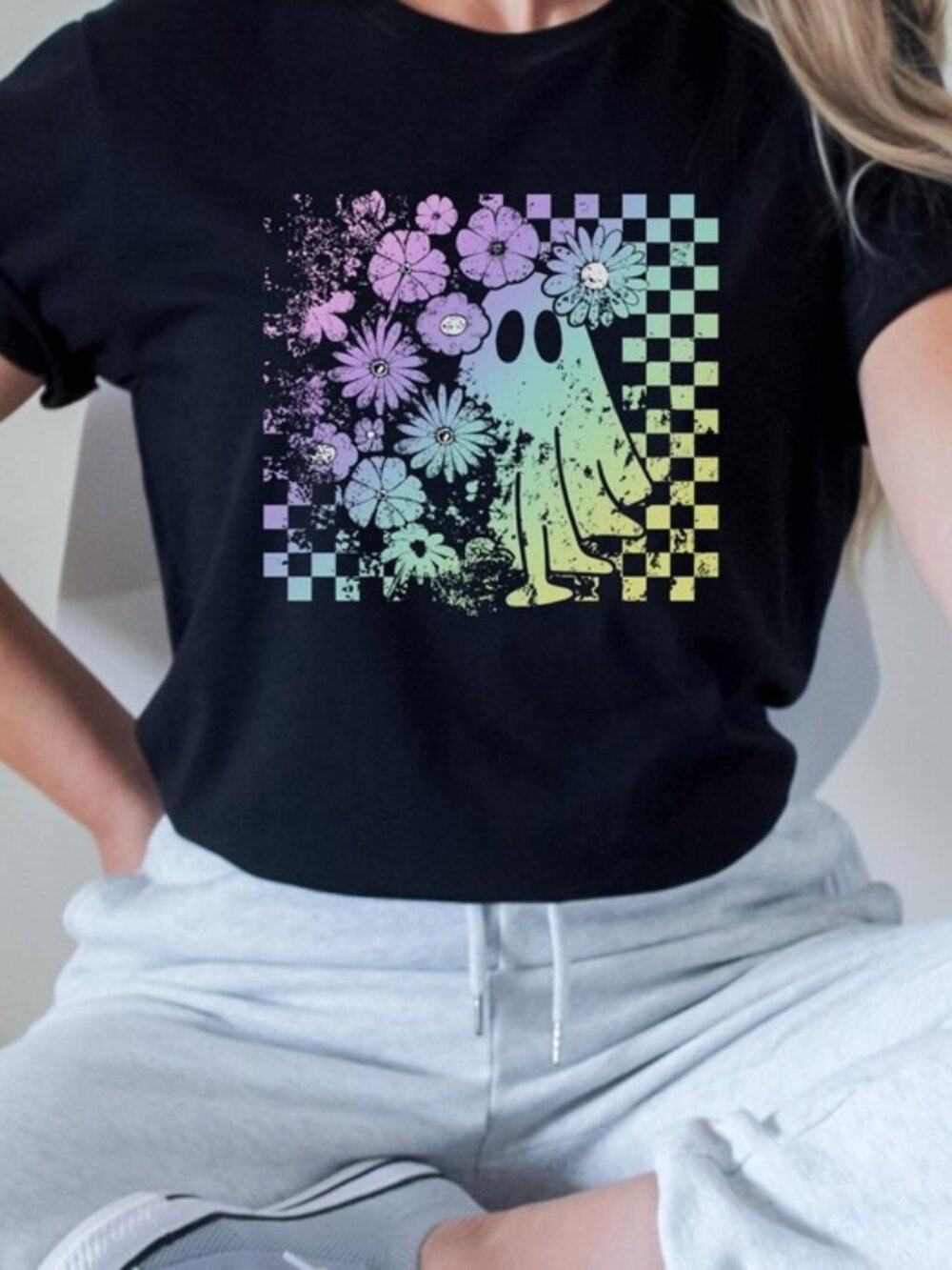 Cute Ghost Halloween Shirt, Iridescent Spooky Graphic Tee
